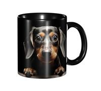 LKVNSWERT Tasse à café en porcelaine de 325 ml avec poignée, tasse à café teckel pour bureau et maison, tasse à latte pour café, thé et lait, tasses à thé en céramique colorées à l'intérieur pour