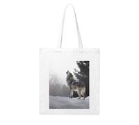 LKVNSWERT Texas Bluebonnets Sac fourre-tout en toile réutilisable pour femme Motif paysage, Loup hurlant, One Size