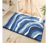 Lkw Ogechi 40x60cm Microfibre Tapis de Bain Antidérapant, Super Absorbant et Lavable Tapis Salle de Bain, Tapis de Bain Doux Peluche, Tapis de Salle de Bain Moderne pour Nouvelle Décoration (Bleu)