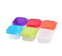 Lkw Ogechi Ensemble de 6 Petit Récipient de Conservation Alimentaire, 100ML Contenant en Plastique avec Couvercle, Petit Pot à Snacks Hermétique, Mini Boîte à Encas Empilables et Réutilisables