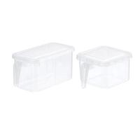 Lkw Ogechi Lot de 2 2.8L+5L Boîte de Rangement pour Réfrigérateur avec Couvercle et Poignée, Bac Rangement Frigo Fruit et Légumes, Boîtes de Rangement Empilables et Hermétiques