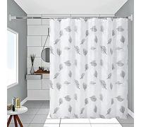 Lkw Ogechi Rideau de Douche 200/220/240cm Drop, Rideaux de Salle de Bain Antimoisissure et Imperméables, PEVA Rideaux de Bain Lavable, Rideau de Douche Motifs de Feuilles Noires pour Baignoire