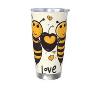 LKWSCGHM Bee Love Gobelet à miel avec couvercles, bouteille d'eau à double paroi sous vide en acier inoxydable, tasse à café isotherme étanche pour boissons chaudes et froides