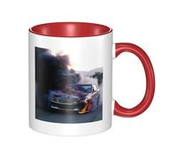 LKWSCGHM Burning Car Tasse à café avec poignée en porcelaine pour boissons chaudes/froides, tasse à thé en céramique pour homme et femme, tasse à café amusante pour pendaison de crémaillère, cadeau de