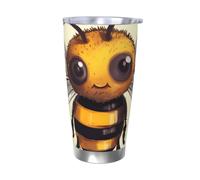 LKWSCGHM Cute Bee Gobelet avec couvercles, bouteille d'eau à double paroi sous vide en acier inoxydable, tasse à café isotherme, étanche, tasse thermique de voyage pour boissons chaudes et froides