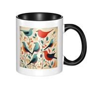 LKWSCGHM Flock of Birds Tasse à café avec poignée en porcelaine pour boissons chaudes/froides, tasse à thé en céramique pour homme et femme, tasse à café amusante pour pendaison de crémaillère, cadeau