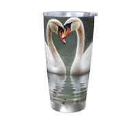 LKWSCGHM Gobelet à deux cygnes avec couvercles, bouteille d'eau à double paroi sous vide en acier inoxydable, tasse à café étanche pour boissons chaudes et froides