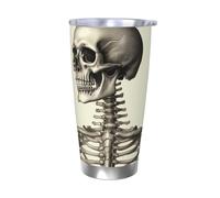 LKWSCGHM Gobelet isotherme à double paroi en acier inoxydable avec couvercles - Motif squelette humain - 591 ml - Pour boissons chaudes et froides