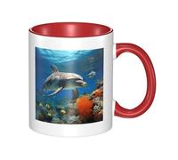 LKWSCGHM Grande tasse à café bleue avec poignée en porcelaine de 325 ml pour boissons chaudes/froides, tasses à thé en céramique pour homme et femme, tasse à café amusante pour pendaison de