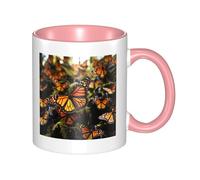 LKWSCGHM Heaps of Orange Monarch Butterflies Tasse à café en porcelaine avec poignée pour boissons chaudes/froides 325 ml - Tasse à thé en céramique pour homme et femme - Tasse à café amusante pour