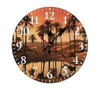 LKWSCGHM Horloge murale moderne en forme d'arbre et coucher de soleil - 30 x 30 cm - Silencieuse - Sans tic-tac - Fonctionnement à piles - Horloge analogique ronde décorative en bois pour bureau