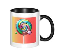 LKWSCGHM Lollipop - Grande tasse à café avec poignée en porcelaine pour boissons chaudes/froides, tasse à thé en céramique pour homme et femme, tasse à café amusante pour pendaison de crémaillère