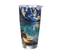 LKWSCGHM Moraine Lake Canoes Gobelet avec couvercles, bouteille d'eau à double paroi sous vide en acier inoxydable, tasse à café étanche, tasse thermique de voyage pour boissons chaudes et froides de