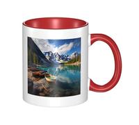 LKWSCGHM Moraine Lake Canoes - Grande tasse à café en porcelaine avec poignée pour boissons chaudes/froides, tasse à thé en céramique pour homme et femme, tasse à café amusante pour pendaison de