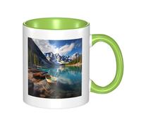 LKWSCGHM Moraine Lake Canoes - Grande tasse à café en porcelaine avec poignée pour boissons chaudes/froides, tasse à thé en céramique pour homme et femme, tasse à café amusante pour pendaison de