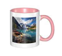 LKWSCGHM Moraine Lake Canoes - Grande tasse à café en porcelaine avec poignée pour boissons chaudes/froides, tasse à thé en céramique pour homme et femme, tasse à café amusante pour pendaison de