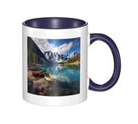 LKWSCGHM Moraine Lake Canoes - Grande tasse à café en porcelaine avec poignée pour boissons chaudes/froides, tasse à thé en céramique pour homme et femme, tasse à café amusante pour pendaison de