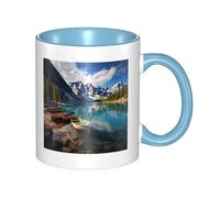LKWSCGHM Moraine Lake Canoes - Grande tasse à café en porcelaine avec poignée pour boissons chaudes/froides, tasse à thé en céramique pour homme et femme, tasse à café amusante pour pendaison de