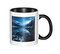 LKWSCGHM Moraine Lake in a starry winter night tasses à café avec poignée 325 ml grande tasse en porcelaine pour boissons chaudes/froides, tasses à thé en céramique pour homme et femme, tasse à café