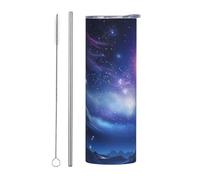 LKWSCGHM Mysterious Stars Gobelet isotherme à double paroi en acier inoxydable avec couvercle et paille - 591 ml - Gobelet isotherme de voyage pour boissons chaudes et froides