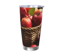 LKWSCGHM Red Fruit in a Basket Gobelet avec couvercles, bouteille d'eau sous vide à double paroi en acier inoxydable, tasse à café isotherme étanche pour boissons chaudes et froides