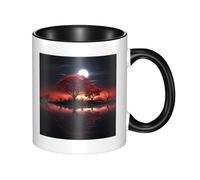 LKWSCGHM Red Tree - Tasse à café Lake Moon avec poignée - Grande tasse en porcelaine pour boissons chaudes/froides - Tasse à thé en céramique pour homme et femme - Tasse à café amusante pour pendaison