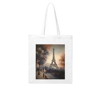 LKWSCGHM Romantique Paris Tour Eiffel Sac fourre-tout en toile Esthétique pour femme - Grand sac fourre-tout réutilisable en coton avec poignée - Pliable et léger - Pour les vacances à la plage
