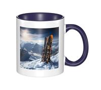 LKWSCGHM Skis on Mountain - Tasses à café avec poignée en porcelaine de 325 ml pour boissons chaudes/froides, tasses à thé en céramique pour homme et femme, tasse à café amusante pour pendaison de