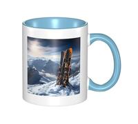 LKWSCGHM Skis on Mountain - Tasses à café avec poignée en porcelaine de 325 ml pour boissons chaudes/froides, tasses à thé en céramique pour homme et femme, tasse à café amusante pour pendaison de