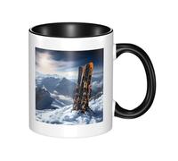 LKWSCGHM Skis on Mountain - Tasses à café avec poignée en porcelaine de 325 ml pour boissons chaudes/froides, tasses à thé en céramique pour homme et femme, tasse à café amusante pour pendaison de
