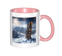 LKWSCGHM Skis on Mountain - Tasses à café avec poignée en porcelaine de 325 ml pour boissons chaudes/froides, tasses à thé en céramique pour homme et femme, tasse à café amusante pour pendaison de