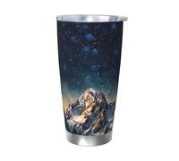 LKWSCGHM Starry Night The Mountains Gobelet avec couvercles, bouteille d'eau à double paroi sous vide en acier inoxydable, tasse à café étanche pour boissons chaudes et froides