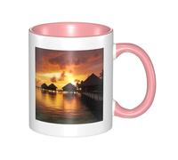 LKWSCGHM Tahiti Resort - Grande tasse à café en porcelaine avec poignée pour boissons chaudes/froides, tasse à thé en céramique pour homme et femme, tasse à café amusante pour pendaison de crémaillère