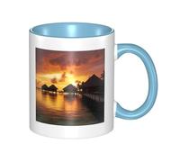 LKWSCGHM Tahiti Resort - Grande tasse à café en porcelaine avec poignée pour boissons chaudes/froides, tasse à thé en céramique pour homme et femme, tasse à café amusante pour pendaison de crémaillère