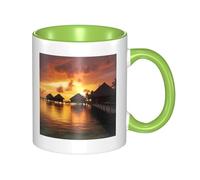 LKWSCGHM Tahiti Resort - Grande tasse à café en porcelaine avec poignée pour boissons chaudes/froides, tasse à thé en céramique pour homme et femme, tasse à café amusante pour pendaison de crémaillère