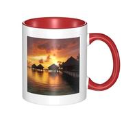 LKWSCGHM Tahiti Resort - Grande tasse à café en porcelaine avec poignée pour boissons chaudes/froides, tasse à thé en céramique pour homme et femme, tasse à café amusante pour pendaison de crémaillère
