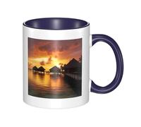 LKWSCGHM Tahiti Resort - Grande tasse à café en porcelaine avec poignée pour boissons chaudes/froides, tasse à thé en céramique pour homme et femme, tasse à café amusante pour pendaison de crémaillère