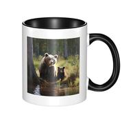 LKWSCGHM Tasse à café en céramique avec poignée « Mother Brown Bear Protect Cubs » - 325 ml - Grande tasse en porcelaine pour boissons chaudes/froides - Tasse à thé en céramique pour homme et femme