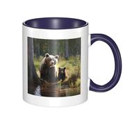 LKWSCGHM Tasse à café en céramique avec poignée « Mother Brown Bear Protect Cubs » - 325 ml - Grande tasse en porcelaine pour boissons chaudes/froides - Tasse à thé en céramique pour homme et femme