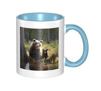 LKWSCGHM Tasse à café en céramique avec poignée « Mother Brown Bear Protect Cubs » - 325 ml - Grande tasse en porcelaine pour boissons chaudes/froides - Tasse à thé en céramique pour homme et femme