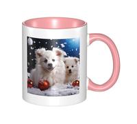 LKWSCGHM Tasse à café en porcelaine avec poignée « Merry Christmas » - Motif chien de neige blanc - 325 ml - Pour boissons chaudes/froides - Tasse à thé en céramique pour homme et femme - Cadeau