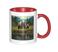 LKWSCGHM Tasse à café River Bear Mom avec poignée de 325 ml en porcelaine pour boissons chaudes/froides, tasses à thé en céramique pour homme et femme, tasse à café amusante pour pendaison de