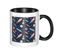 LKWSCGHM Tasse à café Rocket in Space avec poignée de 325 ml en porcelaine pour boissons chaudes/froides, tasses à thé en céramique pour homme et femme, tasse à café amusante pour pendaison de