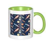 LKWSCGHM Tasse à café Rocket in Space avec poignée de 325 ml en porcelaine pour boissons chaudes/froides, tasses à thé en céramique pour homme et femme, tasse à café amusante pour pendaison de