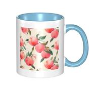 LKWSCGHM Tasse à café rose pêche avec poignée de 325 ml en porcelaine pour boissons chaudes/froides, tasses à thé en céramique pour homme et femme, tasse à café amusante, cadeau de pendaison de