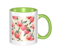 LKWSCGHM Tasse à café rose pêche avec poignée de 325 ml en porcelaine pour boissons chaudes/froides, tasses à thé en céramique pour homme et femme, tasse à café amusante, cadeau de pendaison de