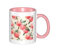 LKWSCGHM Tasse à café rose pêche avec poignée de 325 ml en porcelaine pour boissons chaudes/froides, tasses à thé en céramique pour homme et femme, tasse à café amusante, cadeau de pendaison de