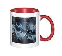 LKWSCGHM Tasses à café bleues hexagonales et diamants avec poignée de 325 ml - Grande tasse en porcelaine pour boissons chaudes/froides - Tasses à thé en céramique pour homme et femme - Tasse à café