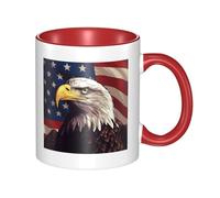 LKWSCGHM Tasses à café en porcelaine avec drapeau américain et aigle avec poignée - 325 ml - Pour boissons chaudes/froides - Tasse à thé en céramique pour homme et femme - Cadeau amusant pour