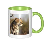 LKWSCGHM Tasses à café en porcelaine avec poignée pour boissons chaudes/froides, motif léopard sauvage, 325 ml, tasse à thé en céramique pour homme et femme, tasse à café amusante, cadeau de pendaison